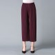 High Wide Leg Pants Elastic Waist Pleated Calf-Length Pants Casual