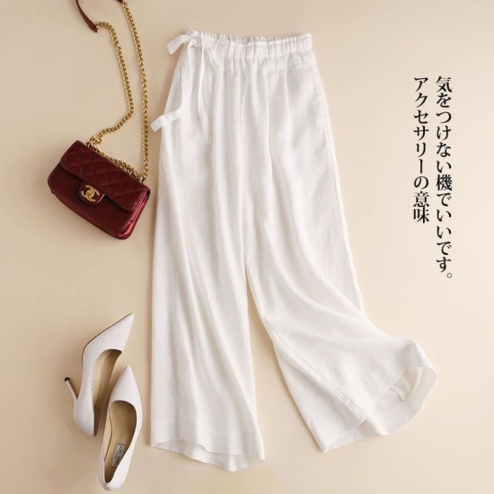 Cotton linen straight loose wide-leg 8 colors pants Cotton linen straight loose wide-leg 8 colors pants