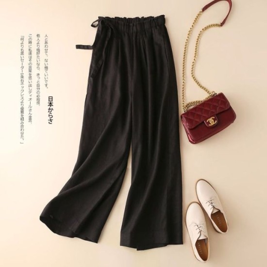 Cotton linen straight loose wide-leg 8 colors pants Cotton linen straight loose wide-leg 8 colors pants