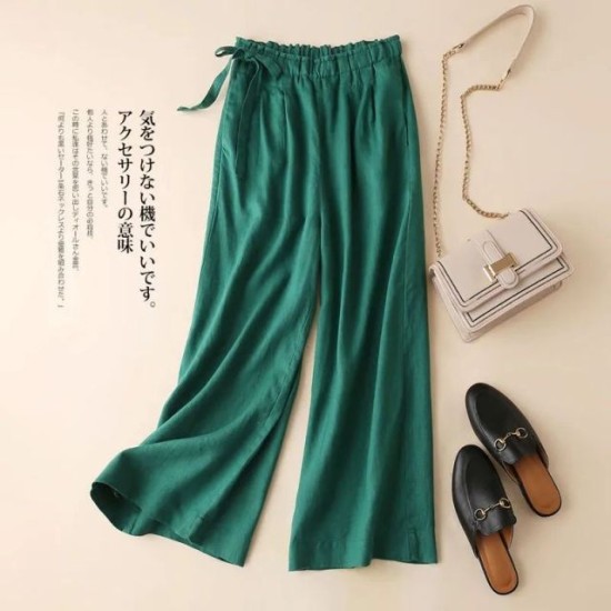 Cotton linen straight loose wide-leg 8 colors pants Cotton linen straight loose wide-leg 8 colors pants