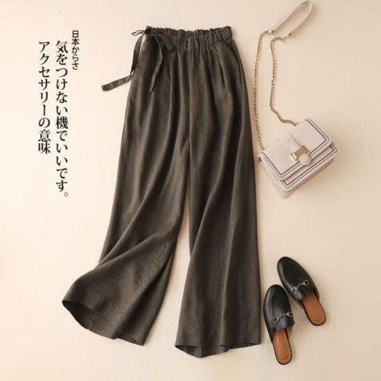Cotton linen straight loose wide-leg 8 colors pants Cotton linen straight loose wide-leg 8 colors pants