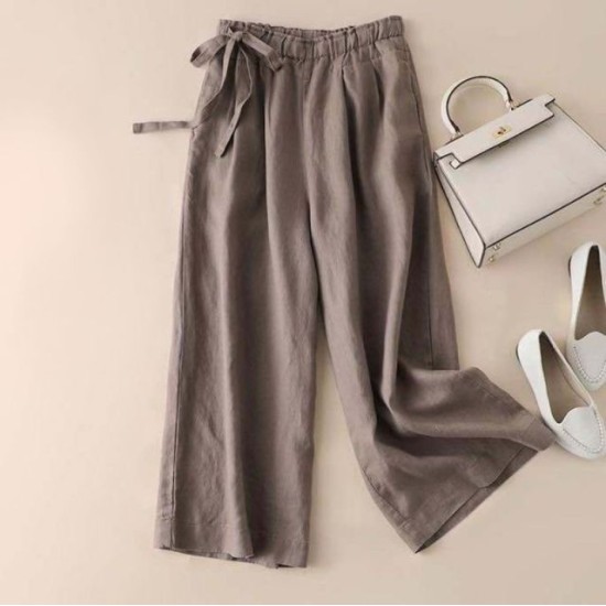 Cotton linen straight loose wide-leg 8 colors pants Cotton linen straight loose wide-leg 8 colors pants