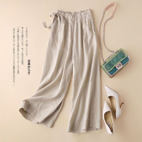 Cotton linen straight loose wide-leg 8 colors pants Cotton linen straight loose wide-leg 8 colors pants