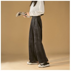 Pant Casual Solid Wide Leg Pants Woman Elastic Waist Loose Trousers