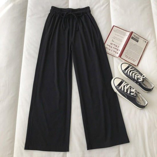 Style Wide Leg Long Pants Women Female Pants High Waist Trousers