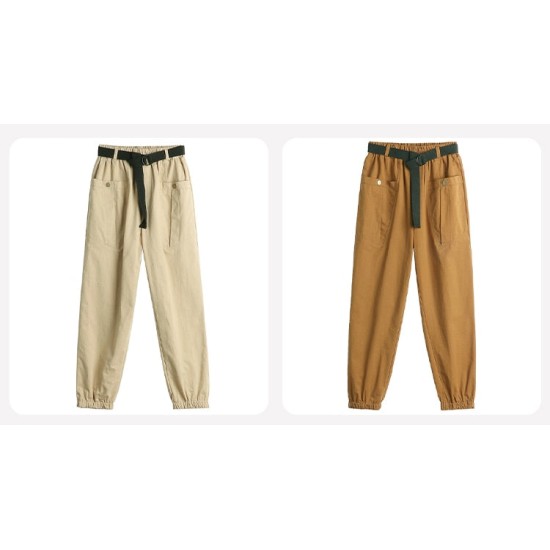 Long Harem Pants Women Korean Style Cargo Trouser Female With Belt Long Harem Pants Women Korean Style Cargo Trouser Female With Belt