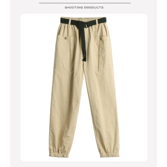 Long Harem Pants Women Korean Style Cargo Trouser Female With Belt Long Harem Pants Women Korean Style Cargo Trouser Female With Belt