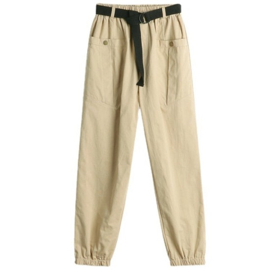 Long Harem Pants Women Korean Style Cargo Trouser Female With Belt Long Harem Pants Women Korean Style Cargo Trouser Female With Belt