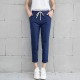 Casual Solid Elastic Waist Cotton Linen Ankle Length Pants Casual Solid Elastic Waist Cotton Linen Ankle Length Pants